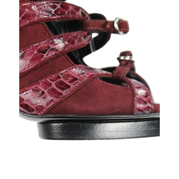 BALENCIAGA Burgundy Python Stiletto Buckle Cage Pump Heels - Size 39.5, US 9.5 - Picture 11 of 11
